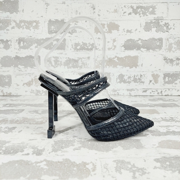 New Jessica Rich Ysabelle Black Fishnet Pointed Toe Pumps X330 - Picture 5 of 11